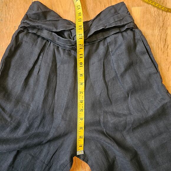 Hazel & Folk Amelia Pant Womens S Black Linen Wide Leg Tie Waist Culottes Boho - Picture 9 of 10